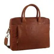 Pierre Cardin Leather 15" Multi-Handle Laptop Bag (Tan)