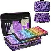CAIOVSE Diamond Painting Storage Containers,120 Slots Diamond Painting Accessories Kits with Tools for Diamond Art Craft Jewelry Beads Organizer(Leopard Print)