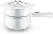 Bear Electric Hot Pot with Steamer, 1.6L Rapid Noodles Cooker, Mini Pot, Non-Stick Frying Pan for Steak, Ramen, Egg, Oatmeal, Soup, Power Adjustable