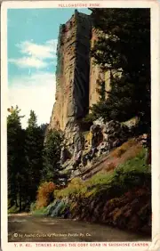 Postcard WB Card Yellowstone Park Towers Along The Cody Road Shoshone Canyon