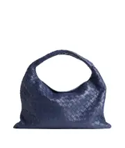BOTTEGA VENETA Hop Small Duke Blue Leather Shoulder Bag New