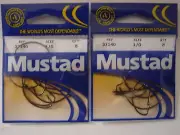 2 packs Mustad Widegap 37140 size 1/0 hooks 8 hooks per pack