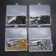 100 Sets Grommets Eyelets 10mm w Punch Die Tool Box 4 Color for Crafts Bag Brass