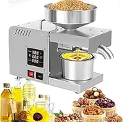 610w Oil Press Machine Automatic Electric Oil Press Machine Cold/hot nut Oil Extractor Commercial Stainless Steel Oil Expeller LCD Touch Screen Intelligent Control for Coconut Castor Olive
