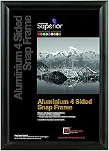 Stewart Superior A3 Aluminium 4 Sided 25mm Front Loading Picture/Poster Snap Frame - Black