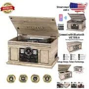 3-Speed Bluetooth Record Player & Multimedia Center - Built-in Speakers Included
