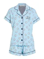 PETER ALEXANDER PUFFER FISH COTTON SHORTIE SET PJ TOP + SHORTS WOMENS XL $99.95