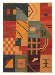 Vintage Hand Woven Carpet 5'1" x 7'2" Traditional Wool Kilim Rug