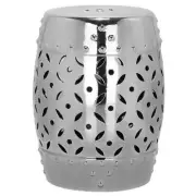SAFAVIEH Garden Stool 18.5" H X 13" W, Weather Resistant Lattice Coin Silver