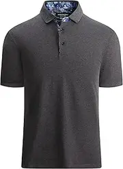ALEX VANDO Mens Polo Shirts Short Sleeve Regular Fit Fashion Designed Shirt, Heather Grey, XL