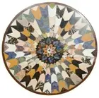 30" Round Black Marble Coffee Table Top Geometrial Mosaic Inlaid Art Decors B712