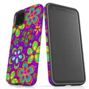 For Google Pixel 4 Case, Shielding Back Cover,Purple Floral Design