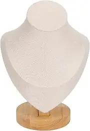 [gernie] Necklace Display Stand, Jewelry Holder, Mannequin Jewelry Bust Display Holder, Flannel Jewelry Easel Necklace Chain Display Bust Stand Tower Rack for Home Shop (Beige)