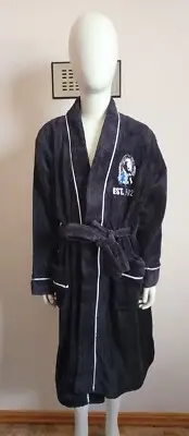 Collingwood Magpies AFL Boys Black EST Embroidered Fleece Dressing Gown Size 8