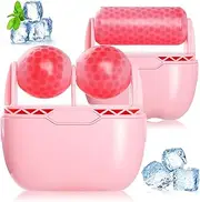 Ice Face Eyes Roller GeeRic, Dual-head Face Massager Ice Roller Facial Skin Care Tools for Dark Circles, Puffy Eyes,Tighten Skin,Reduce Wrinkles, Relieve Muscle Soreness, Relieve Sunburn,Redness Pink