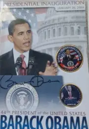 Barrack Obama Inauguration 2 Coin Set-2009 Presidential Autographed Collection