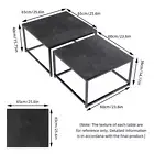 Square Marble Nesting Coffee Table Set of 2 Living Room End Side Accent Tables