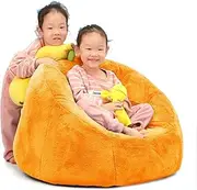 N&V Small Bean Bag Chair for Kids, Children Mini Bean Bag Sack, Foam Filling, Includes Removable and Machine Washable Cover, 27in, Soft Faux Fur (Yellow)