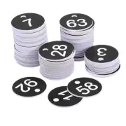 Round 1-100 Number Tag Key Tag Acrylic Engraved Black, 100pcs