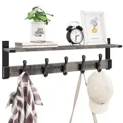 Coat Rack Wall Mount with Shelf, 29 Inch Wood Wall Shelf with Hooks, Entryway...