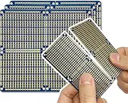 ElectroCookie Snappable PCB, Strip Board with Power Rails for Arduino and Electronics, Gold-Plated, 3.8"x3.5" (3 Pack, Blue)