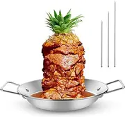 Thickened Stainless Steel Vertical Skewer Stand for Tacos Al Pastor, Shawarma and Kebabs, 3 Removable BBQ Skewers (8", 10", 12") for Grill, Smoker, Oven, Heavy-Duty Rotisserie-Style Meat Holder