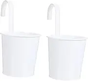 Kisangel 2pcs Iron Hook Flower Pot Plant Flowerpot Flower Container Hanging Plant Bucket Rustic Decor for Garden Deck Balcony