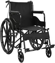 Lightweight Carbon Steel Wheelchair with Handbrakes and Adjustable Pedal Folding Wheelchair for Adults, Support 220 Lbs