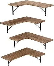 LEVEDE Floating Shelf DIY Hanging Shelves Wall Mounted Storage Wood Display Shelf, 4PC Small Wall Shelves for Bedroom Living Room Bathroom Kitchen Decor