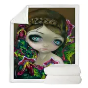 Fantasy Art Beautiful Fairy and Dragon Orchid Throw Blanket