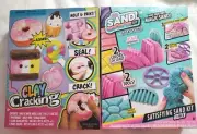 Lot of 2 kids arts and crafts clay cracking & So magic Sand DIY make it Kits