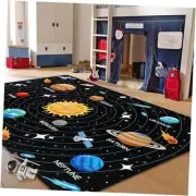 Kids Carpet Outer Space Rug, Solar System Mat 5x7 FT, Fun Game Boy Girl Kids