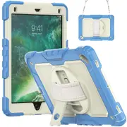 MCC Shockproof iPad 9.7" 2018 6th Gen Strap Rugged Colourful Tough Case Cover Apple iPad6 [Blue+Beige]