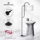 Sarantino Metal Floor Lamp with Marble Base & Off-White Drum Shade