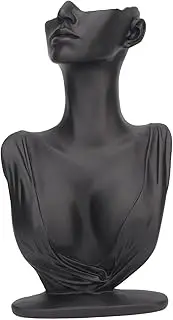 Tyenaza Jewelry Display Stand, Resin Necklace Holder, Elegant Black Bust Mannequin for Jewelry, Earrings, Rings, Bracelets