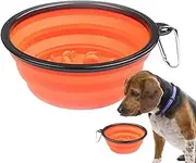 Slow Feeder Dog Bowls - Collapsible Dog Bowls | Collapsible Dog Bowls, Travel Dog Cat Water Bowl with Carabiner Clip, for Traveling Camping Walking