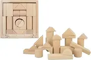 Kaper Kidz - Natural Wooden Blocks - 22PCS - Beech Wood Set for Toddlers/Kids