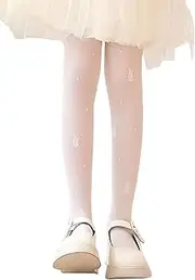[Aesphelia] Toddler Easter Bunny Stockings, Girls Rabbit Sheer Tights, Pattern Breathable Soft Mesh Leggings Summer Pantyhose White, White, One Size