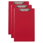 3x Marbig PP Footscalp Clipfolder File Document Office Organiser w/ Clip Red