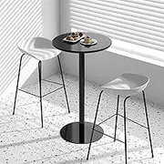 Kitchen Bar Table, Black Side Table Round Coffee Table, Small End Table Dining Table Cocktail Table Coffee Table Bistro Pub Tables for Living Room, Bedroom, Small Space(48x72cm)