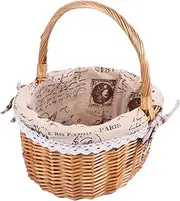 HYTROVE 1 PC Beautiful Hand Woven Fruit Holder Storage Basket Wicker present Basket for Weddings Parties Picnics Design with Convenient Carrying Handles for Home Decor and Organizing