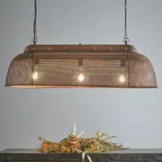 Riva 3 Light Perforated Iron Elongated Long Pendant Antique Copper - ZAF10325