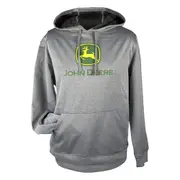 John Deere Performance Poly Mens Hoodie/Jumper/Pullover Grey/Flouro X Large