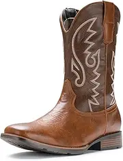 [IUV] Cowboy Boots For Men Western Boot Durable Fashionable Retro Classic Embroidered Pull On Slip Resistant Boots