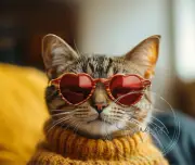 Cat Heart Sunglasses Mouse Pad Art Computer Kitten Cat owner lover gift sweater