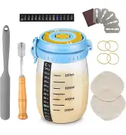 2 Jar sourdough Bread starter jar With 2 Thermometer , Scraper , 2Cloth Cover