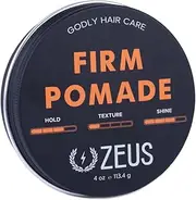 ZEUS Men's Firm Hold Pomade Paraben Free for All Hair Types, 4 Ounce