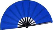 Folding Fan Chinese Hand Fan Performance Fan HONSHEN Nylon-Cloth Fan 13 inch (Blue)