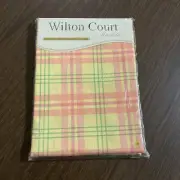 Wilton Court Mirabelle Round Tablecloth 70 in. Yellow/pink/green check. New