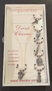 Living Quarters Wine Glass Drink Charms Set of 6 Great Gift! New Old Stock